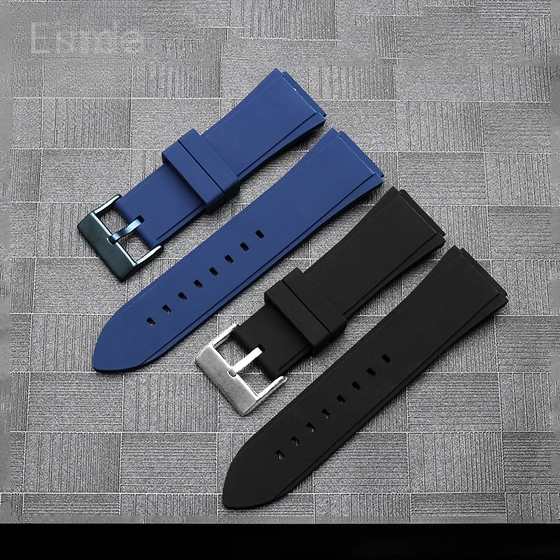 Blue High Quality Solid Stainless Steel Buckle for Guess W0247g3 0040g3 1049g2 Sports Silicone Convex Interface Watch Strap