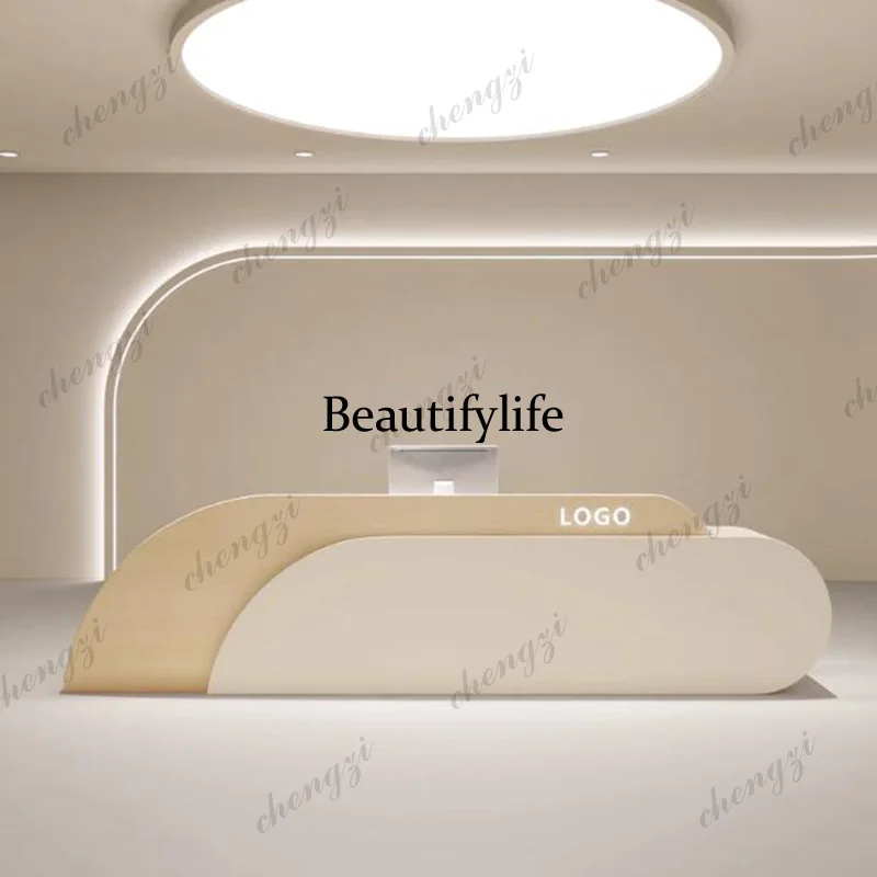 Unique Shelves Reception Desks Curved White Modern Drawer Reception Desks White Aesthetic Comptoire Accueil Trendy Furniture