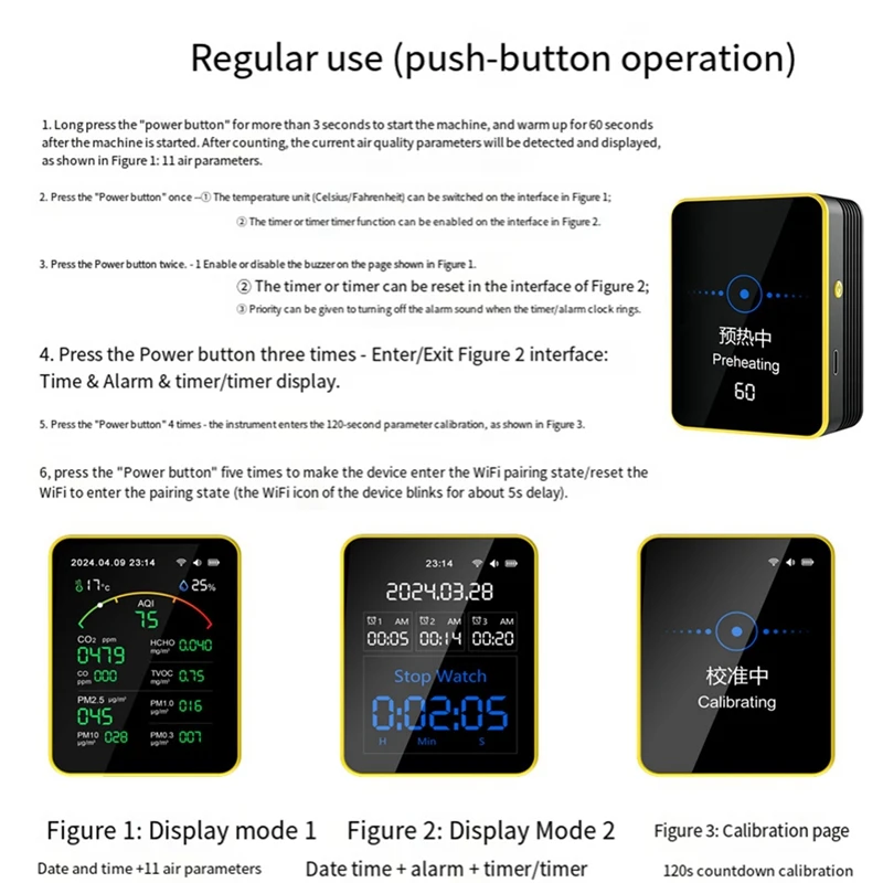 15 In 1 Carbon Dioxide Detector PM Formaldehyde Detector Tvoc Detector Temperature And Humidity Promotion