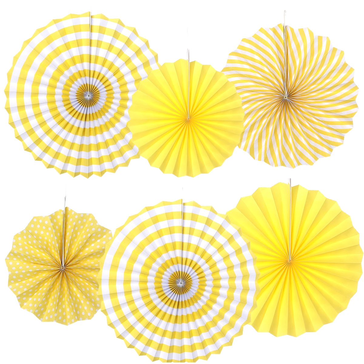

6 Pcs Paper Flower Fan Yellow Tissue Decorations Reusable Lightweight Party Wall Ceiling Tree Hallway Flowers Tassel DIY Crafts
