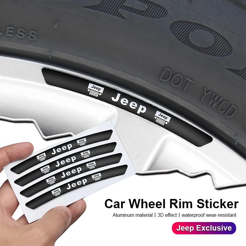 Pegatina decorativa para llanta de coche Jeep, calcomanía decorativa para neumáticos de coche, para Jeep Wrangler Grand Cherokee Avenger Compass Wagoneer Gladiator, 4 Uds.
