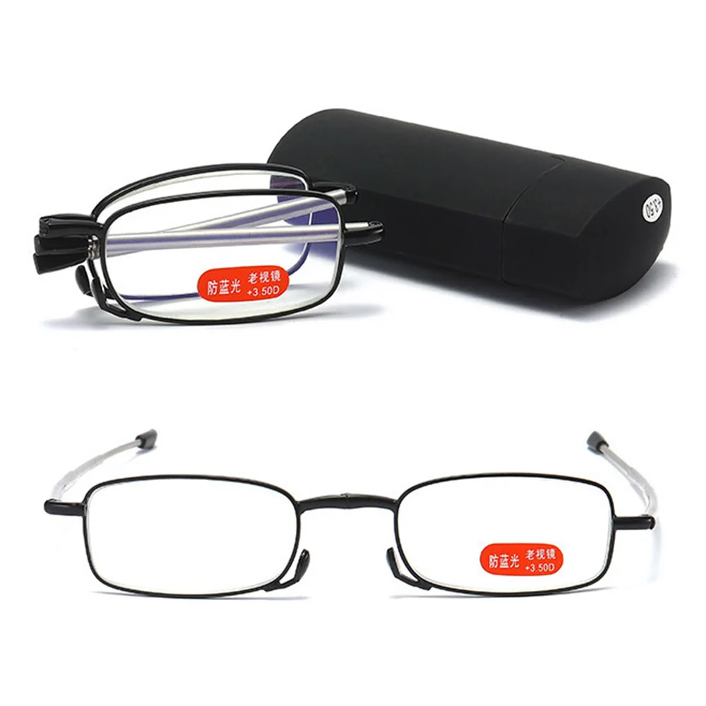 Folding Presbyopia Glasses Men Women Retro Portable Reading Glasses with Case Diopter Eyewear Far Sight Telescopic Unisex