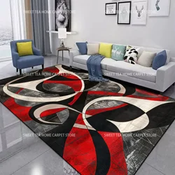 Red Black Swirl Rug Abstract Carpet for Living Room Large Bedroom Decoration Rug Light Luxury Sofa Coffee Table Mat Non-slip