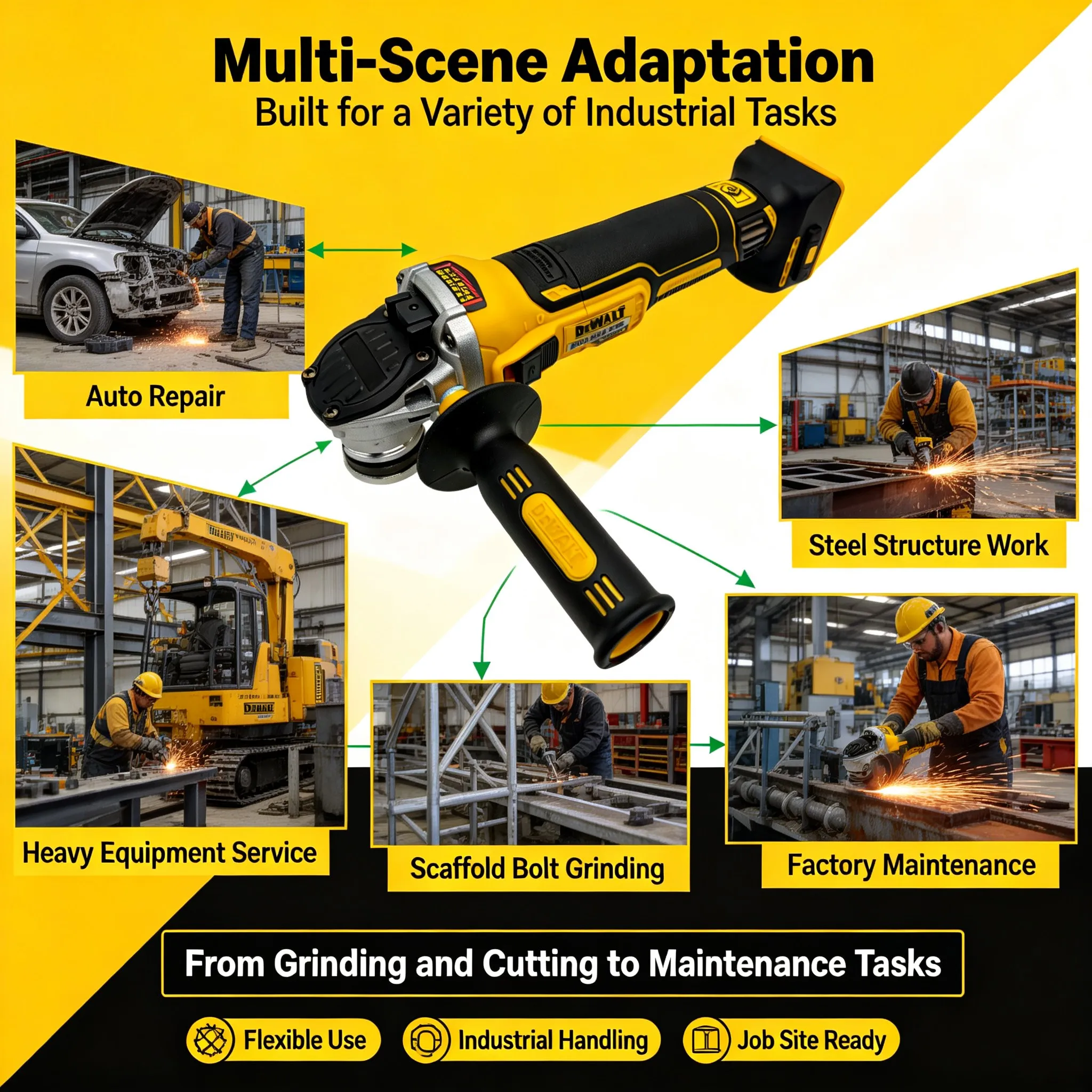 Brushless Angle Grinder Battery Powered - DEWALT DCG405 125 mm Düz Başlı