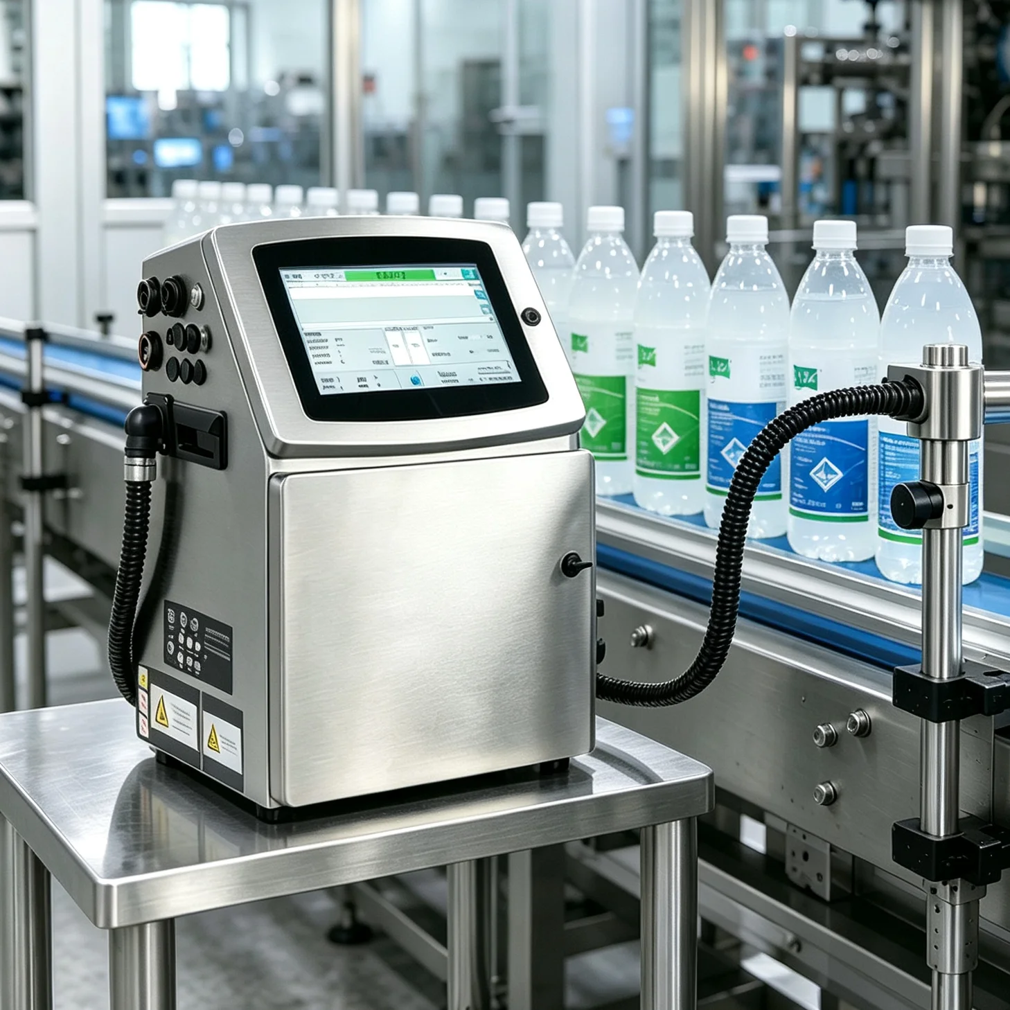 DOCOD CIJ Date Coding Machine V2000 Continuous Inkjet Printer for Food Industry Enhanced Sealing Waterproof Dustproof Design