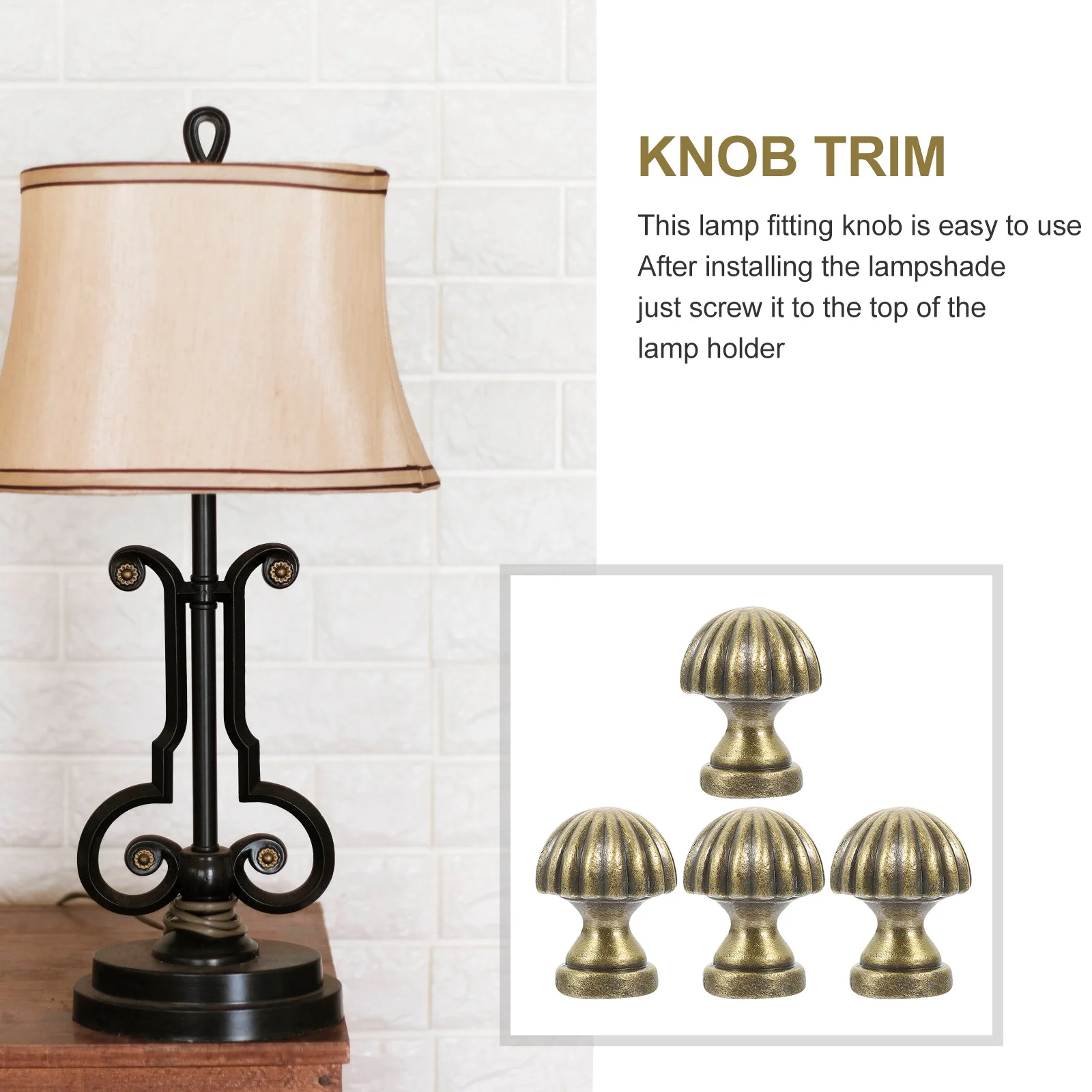 

4Pcs Lamp Finials Solid Metal Mushroom Replacement Decorative Knobs for Floor Table Lamp Shade Light Caps Light Caps