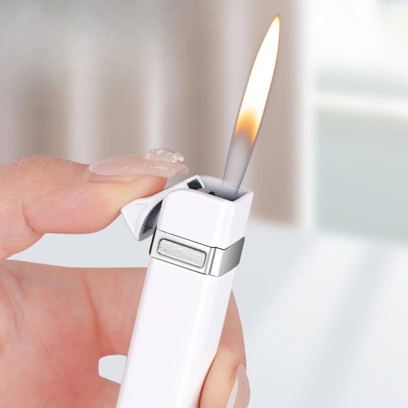 2024 New Metal Open Flame Lighter Creative Butane Gas Inflatable Mini Lighter Smoking Accessories Gift Tool