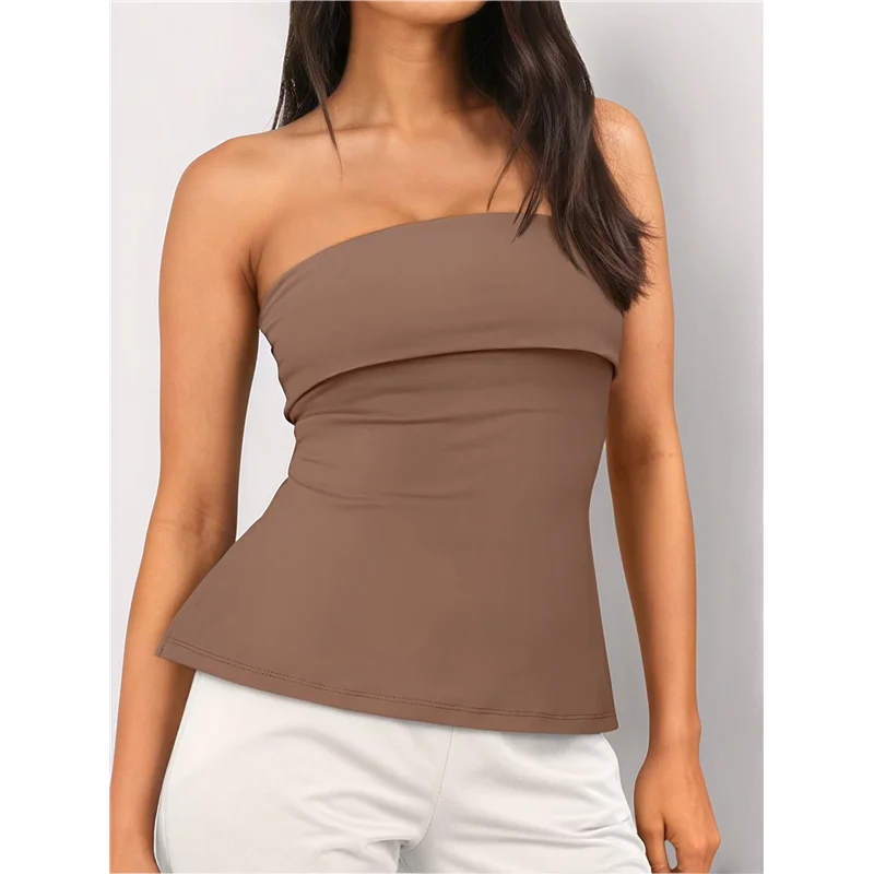 

A83F-Going Out Tube Tops For Women 2025 Trendy Summer Off Shoulder Backless Cute Shirts Vacation Y2k Top