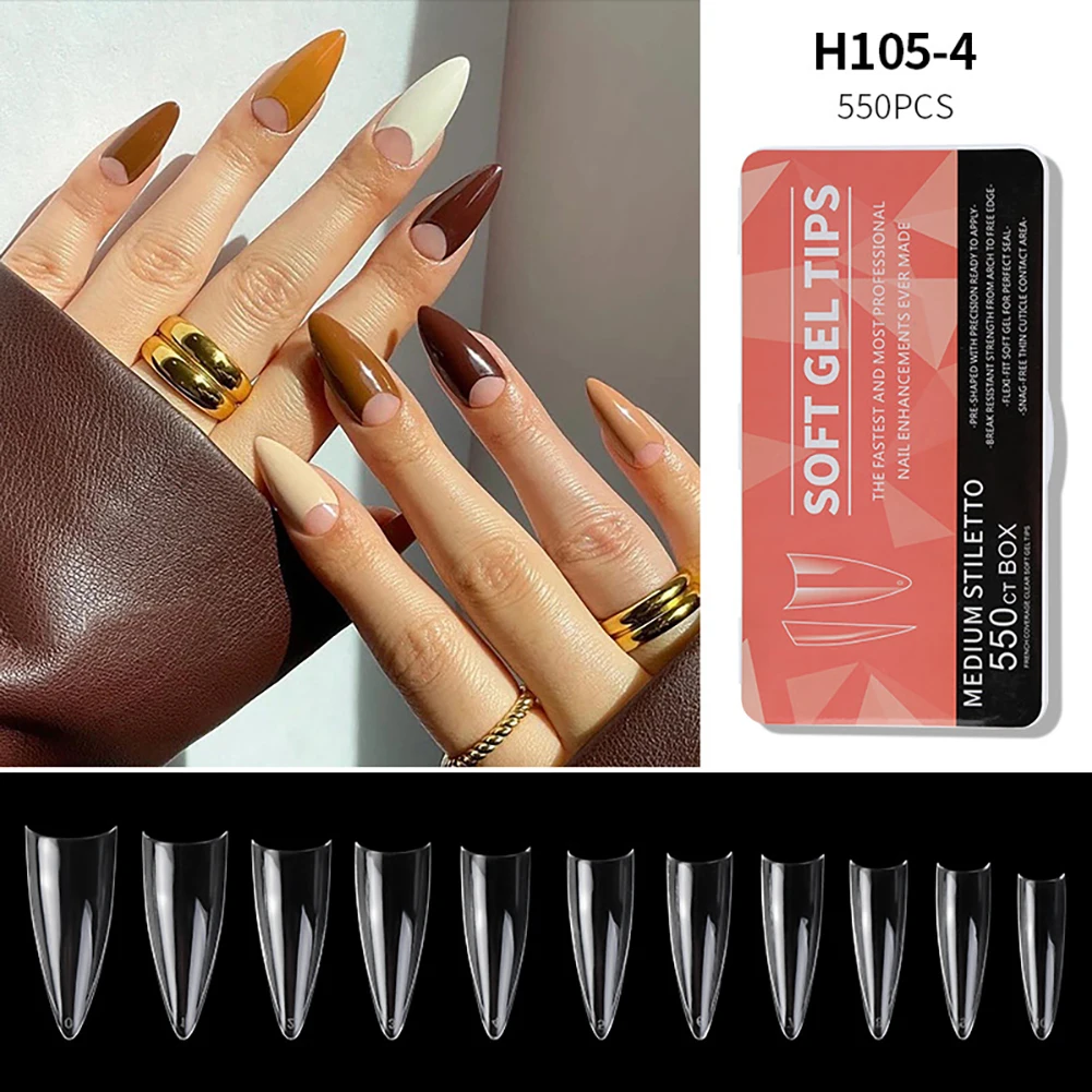 Ultra Thin No-Trace Fake Nails Soft Gel Nail Tips Full Cover Matte Pre-Etched Nail Extension Press Nails DIY Manicure Art