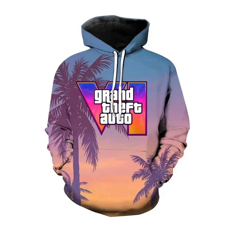 New Grand Theft Auto GTA 6 Hoodies Game 3D Print Men Women Fashion Sweatshirts Oversized Hoodie Kids Pullovers Tracksuit Clothes