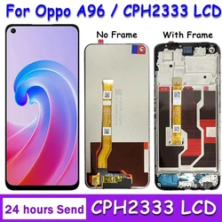 하이 퀄리티 OPPO A96 글로벌 LCD CPH2333 디스플레이 스크린 LCD 터치 패널 디지타이저 교체, 프레임 포함 4G LCD