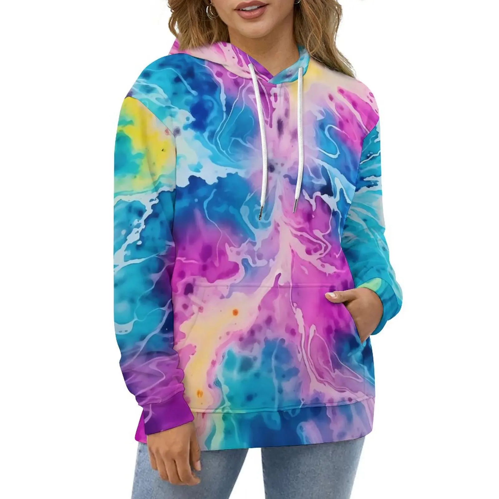 

Watercolor Tie Dye Hoodies Psychedelic Classic Casual Pullover Hoodie Long Sleeve Y2k Graphic Hooded Sweatshirts Gift