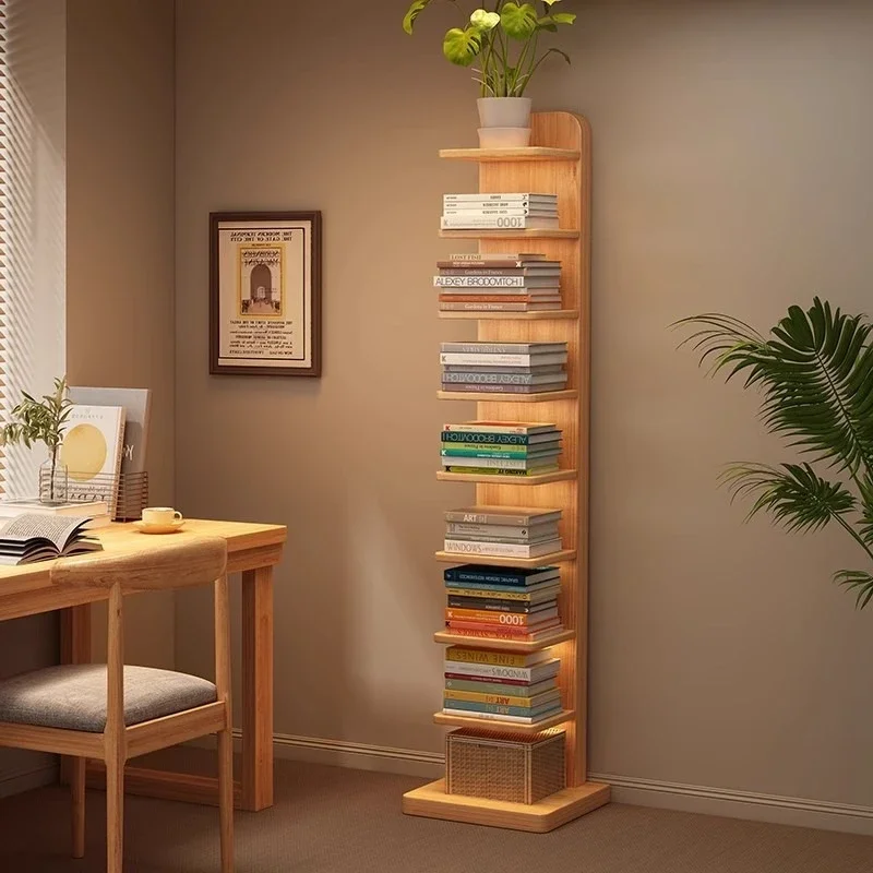 

All solid wood invisible floor to ceiling bookshelf shelf space saving locker corner