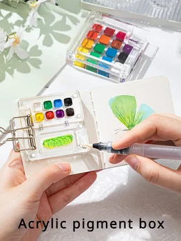 Mini tavolozza per acquerello acrilico vuota 8/15 griglia scatola di vernice portatile pittura da viaggio confezione per acquerello vassoio di vernice forniture d'arte