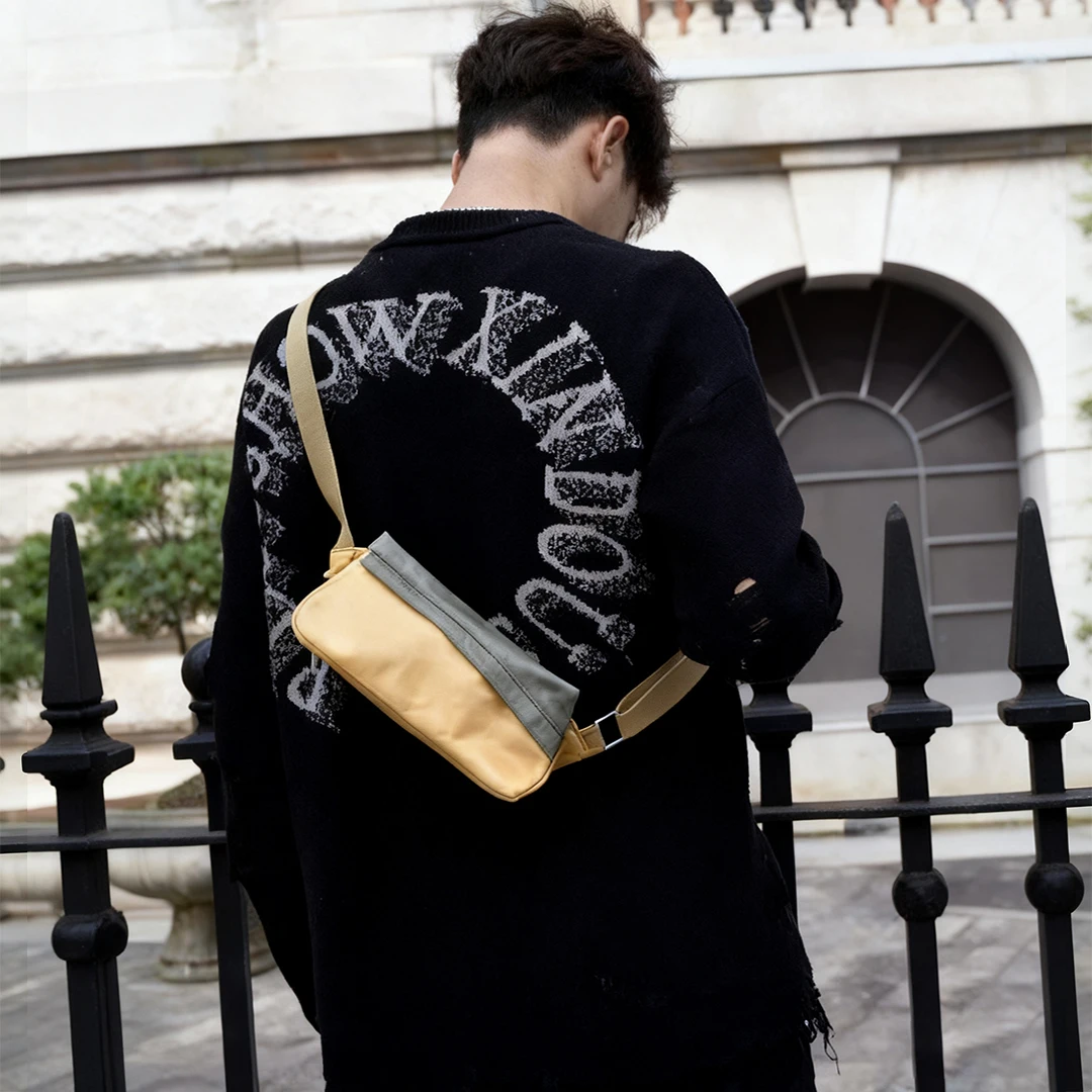 Bolsa tipo estilingue masculina, mini bolsa crossbody à prova d'água de papel dupont, bolsa triangular de cintura cruzada para passeios, uso diário tyvek