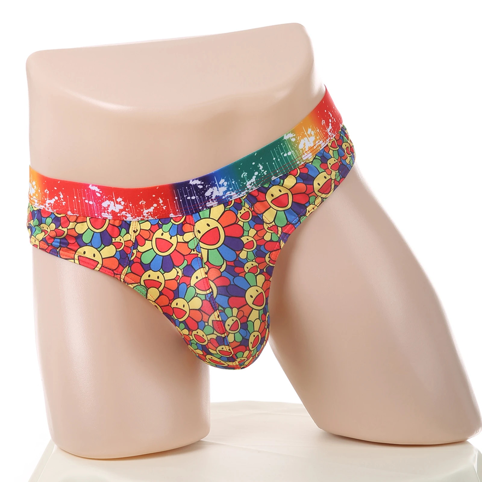 

Men's Sexy Low Waist G-string Print Breathable Panties Jockstrap Erotic T Back Thong U Convex Big Pouch Gay Bikini Lingeries