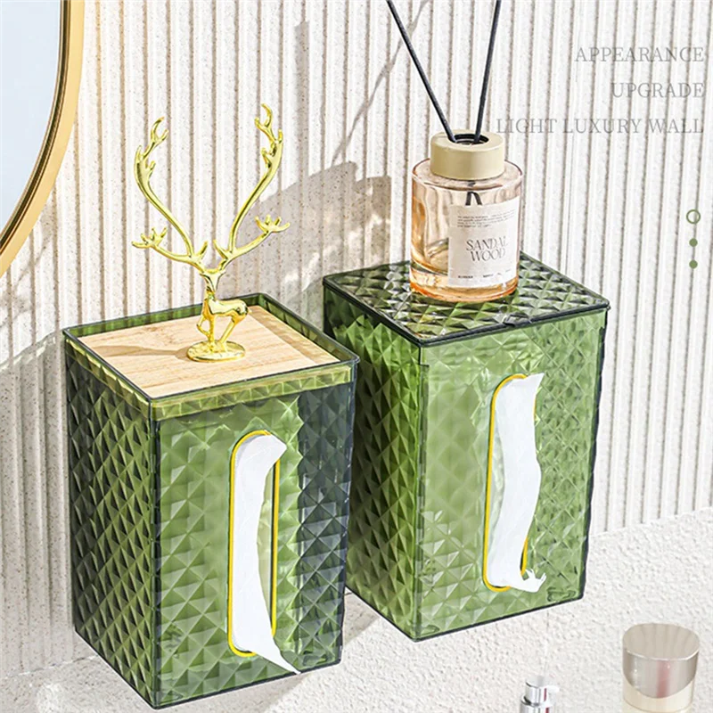 A21I-Household Tissue Box Transparent Desktop Tissue Box Pumping Paper Storage Box Living Room Dining Roo