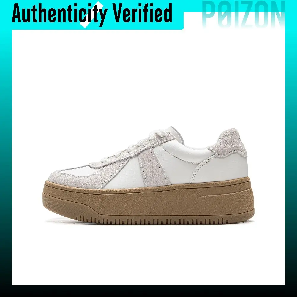 Li Ning Cheese 2.0 German Army Trainers Cushioning Height Increasing Low top Skateboard Shoes Women's Mist White AGCU534-2
