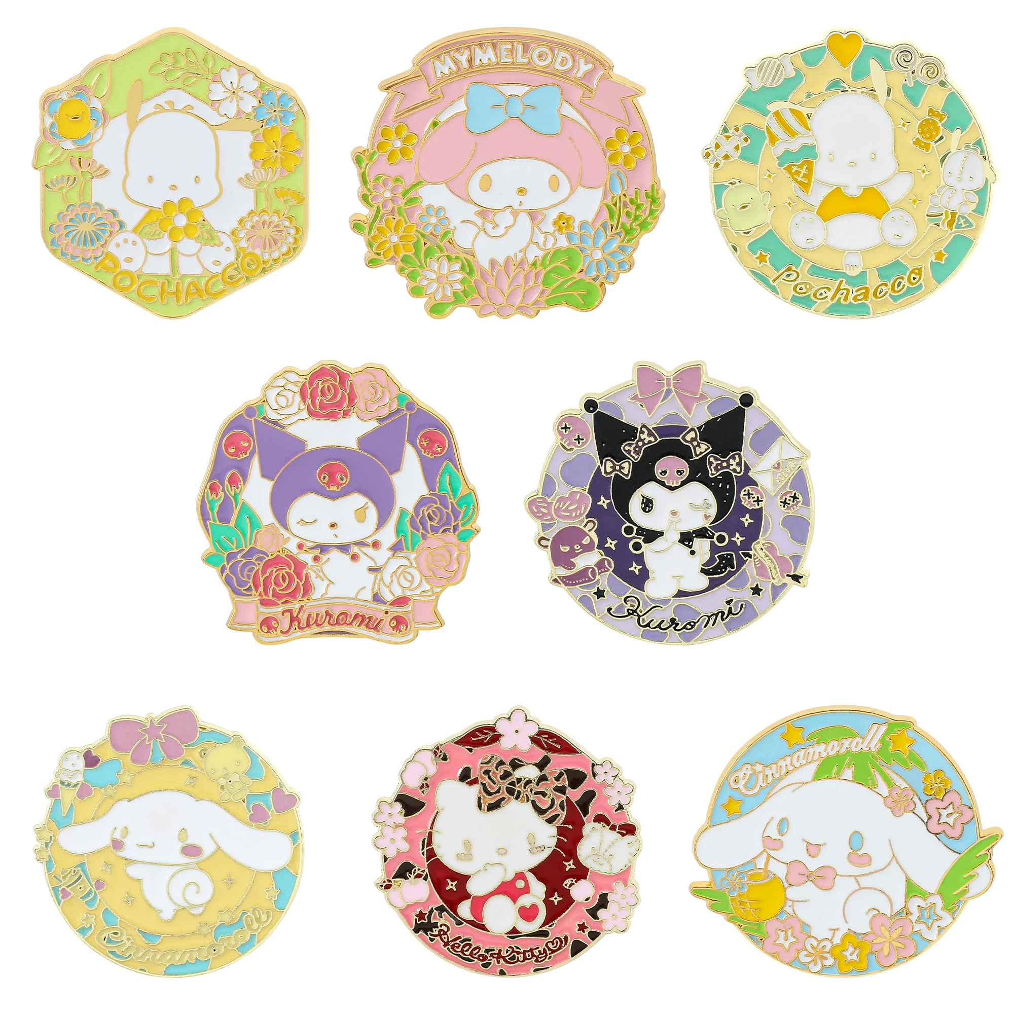 kawaii Sanrio Anime Badge Brooch kT Cat Enamel Pins for Women Jacket Backpack Pins Accessories