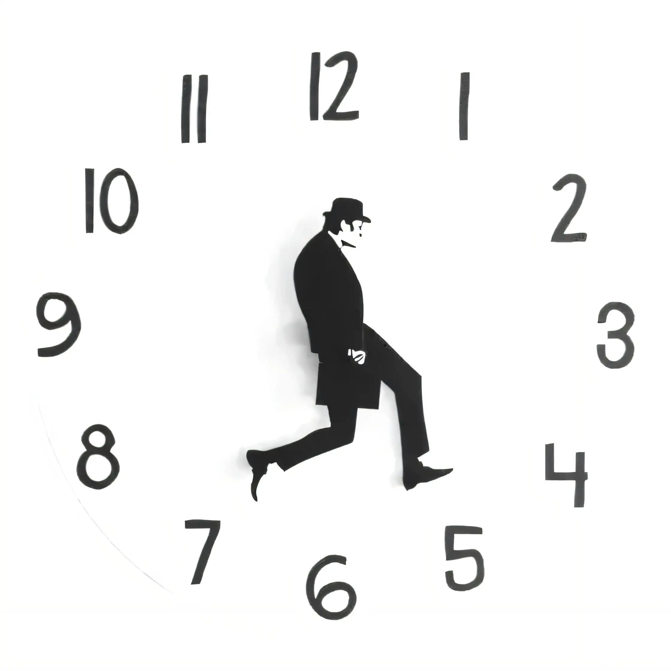 Unique 3D Man Running Wall Clock,  Minimalist Black White Decorative Home Office Art Silent Non Ticking Battery Operated