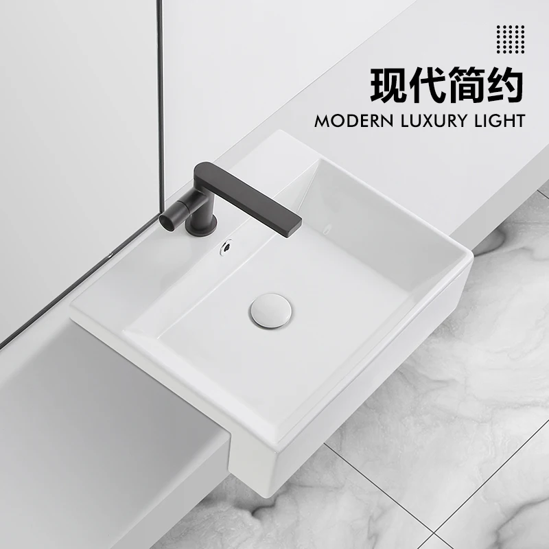 

Полувстроенная раковина на платформе с тонким краем, 45 см, полуподвесная раковина для унитаза, полупогреваемая керамическая раковина