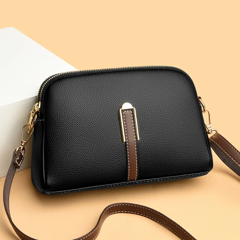 Women Fashion Simple Small Crossbody Bag Ladies Casual  All-match Mobile Phone Coin Purse Wallet PU Shoulder Bag Black Handbags