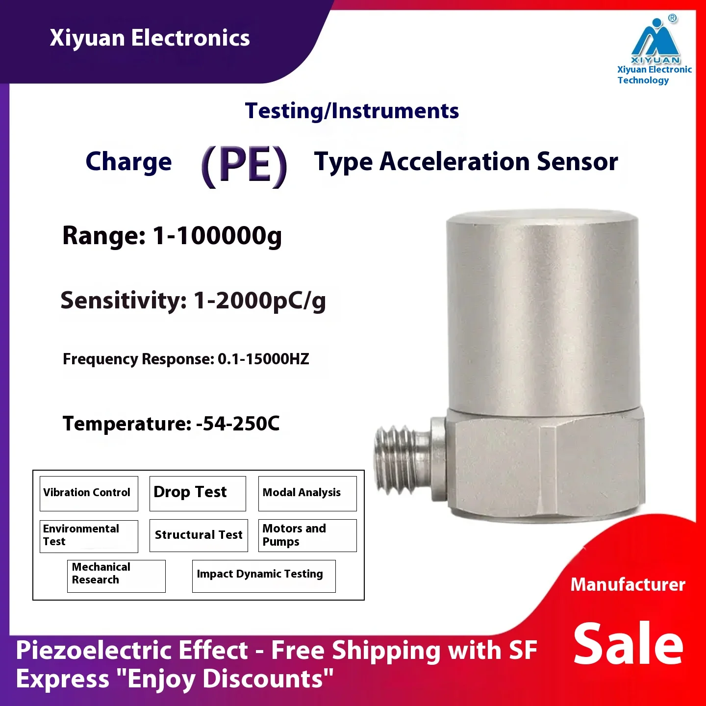 Vibration Accelerometer General Accelerometer ICP Charge Type Piezoelectric Test High Shock Sensitivity