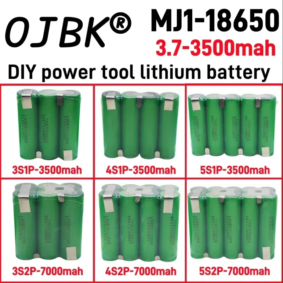 Rechargeable Lithium-ion Battery Electric Screwdriver Drill 3S1P 3S2P 4S1P 4S2P 5S1P 5S2P 3500mAh 7000mAh 18650MJ1