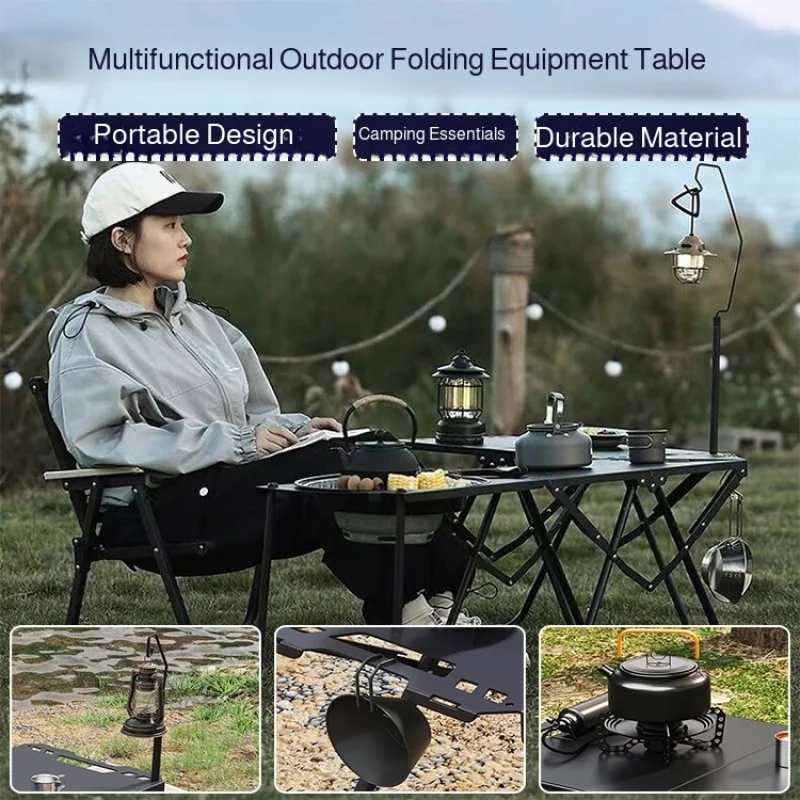 في الهواء الطلق للطي طاولة طعام متعددة الوظائف سبائك الألومنيوم طاولة قابلة للطي التخييم المحمولة طاولة الشواء التخييم نزهة الجدول #1
