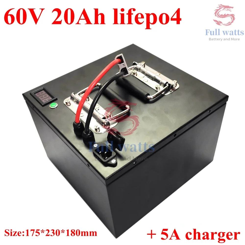 60v 20Ah lifepo4 battery BMS deep cycle 25000W e bike scooter vehicle + 5A charger