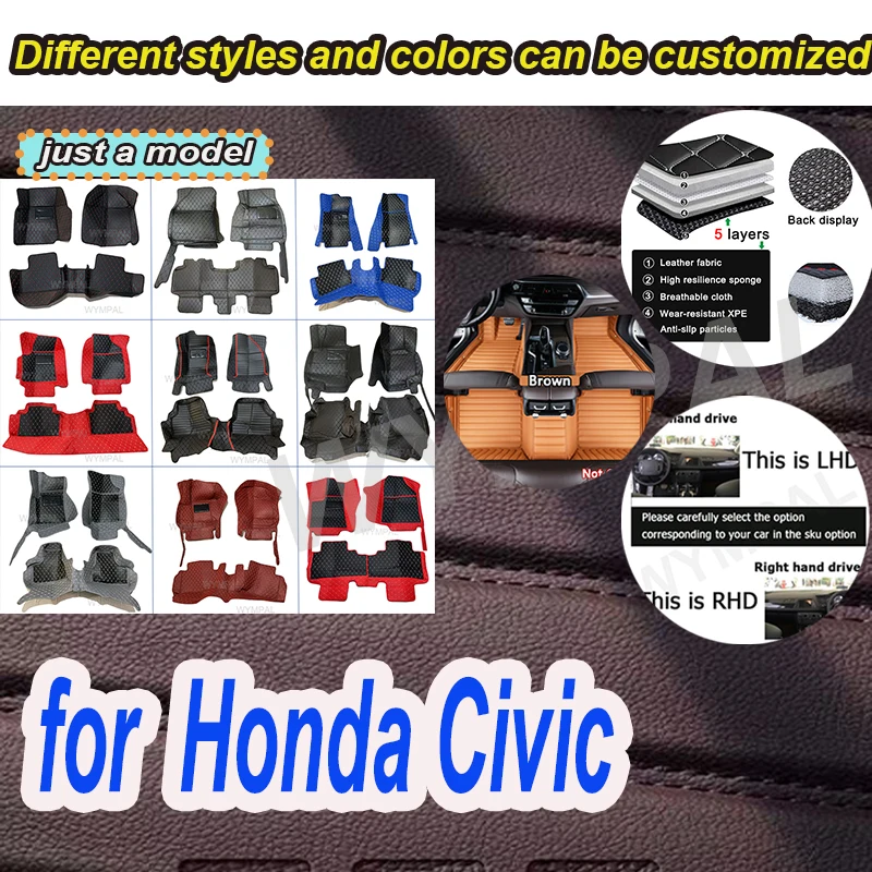 

LUXURY Custom Car Floor Mats For Honda Civic 2012 2013 2014 2015 Auto Foot Pads