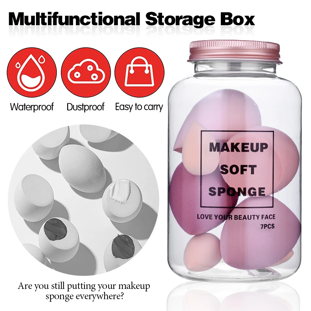 7Pc/Set Makeup Sponge Different Sizes Cosmetic Puff Face Foundation Powder Cream Concealer Beauty Egg Women Make Up Blender Tool