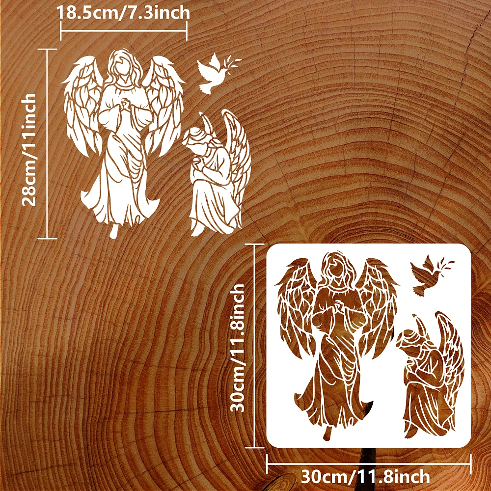 1 قطعة PET الجوف خارج رسم اللوحة الإستنسل لسجل القصاصات ألبوم صور الملاك نمط 30x30 سنتيمتر