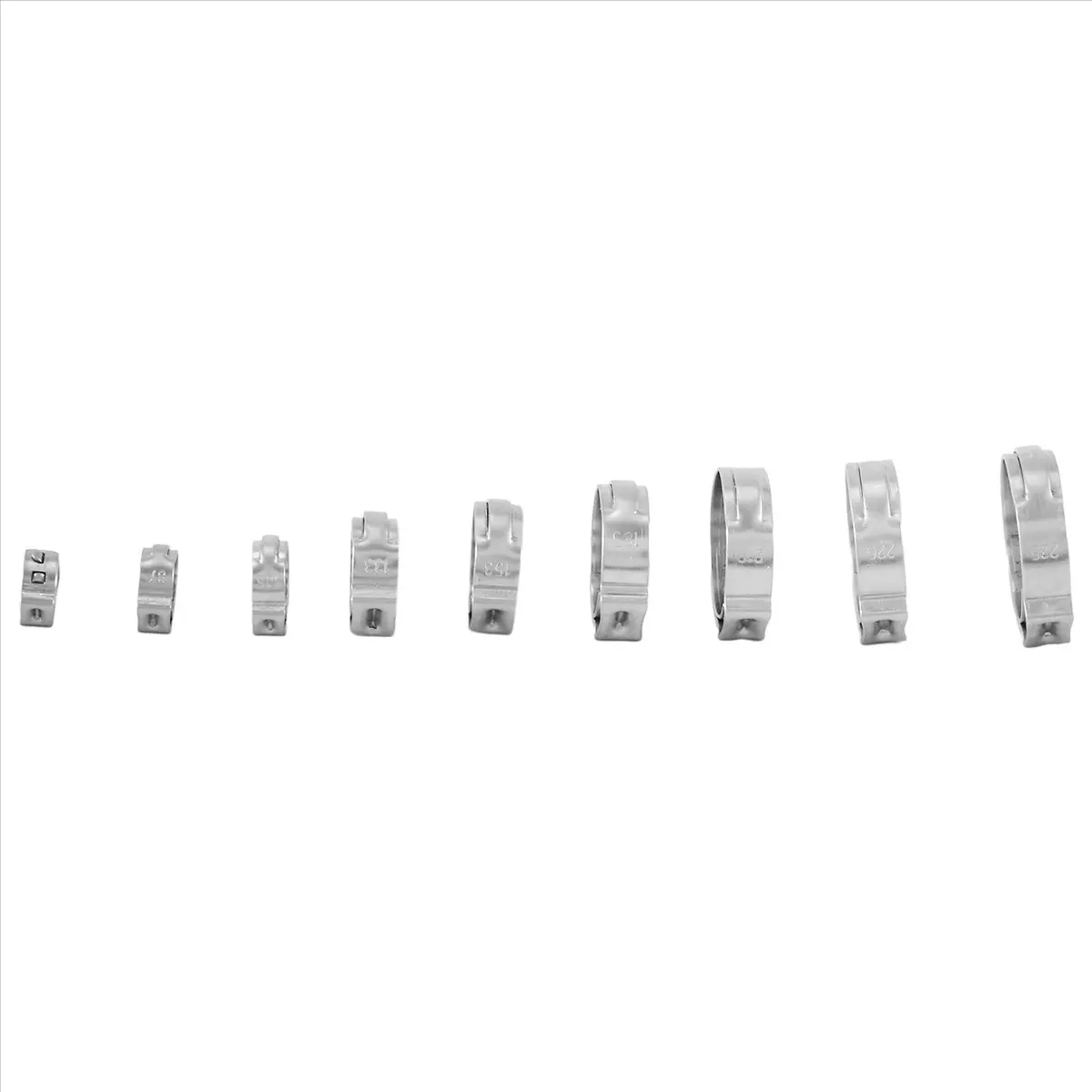 DT17 80Pcs Stainless Steel Single Ear Hose Clamp Assortment Kit, 6-23.6mm Crimp Stepless Pinch Clamps, 360 Degree Seal for Fuel