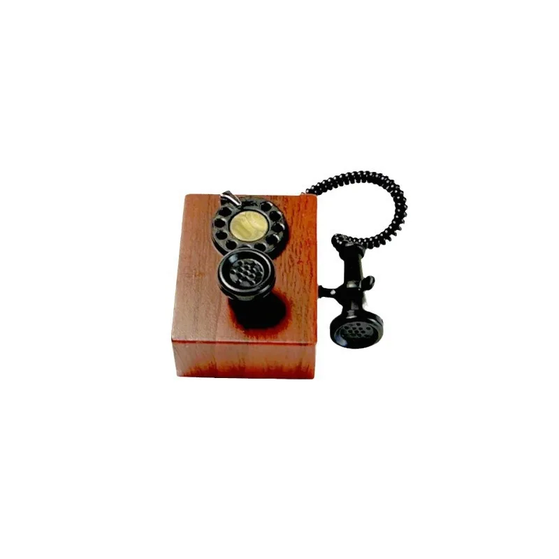 1:12 Dollhouse Miniature Replica Of An Old-Fashioned Telephone, A Small-Scale Model For Display