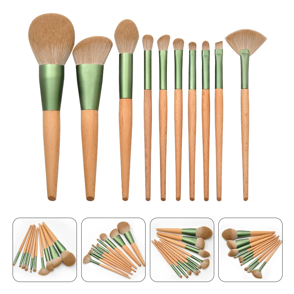 

10PCS Makeup Brush Set Wooden H Artificial Fiber Face Smooth Skin Blush Brushes Kit