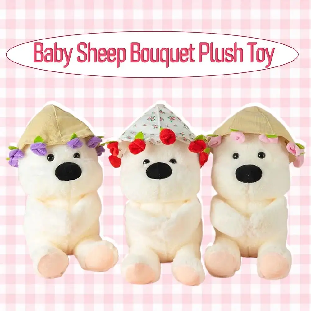 عيد الحب روز دمية Kawaii محشوة ألعاب من نسيج مخملي اليدوية دمية الكرتون أنيمي لطيف باقة الورد أرنب الدب جرو دمية عناق دمية #6