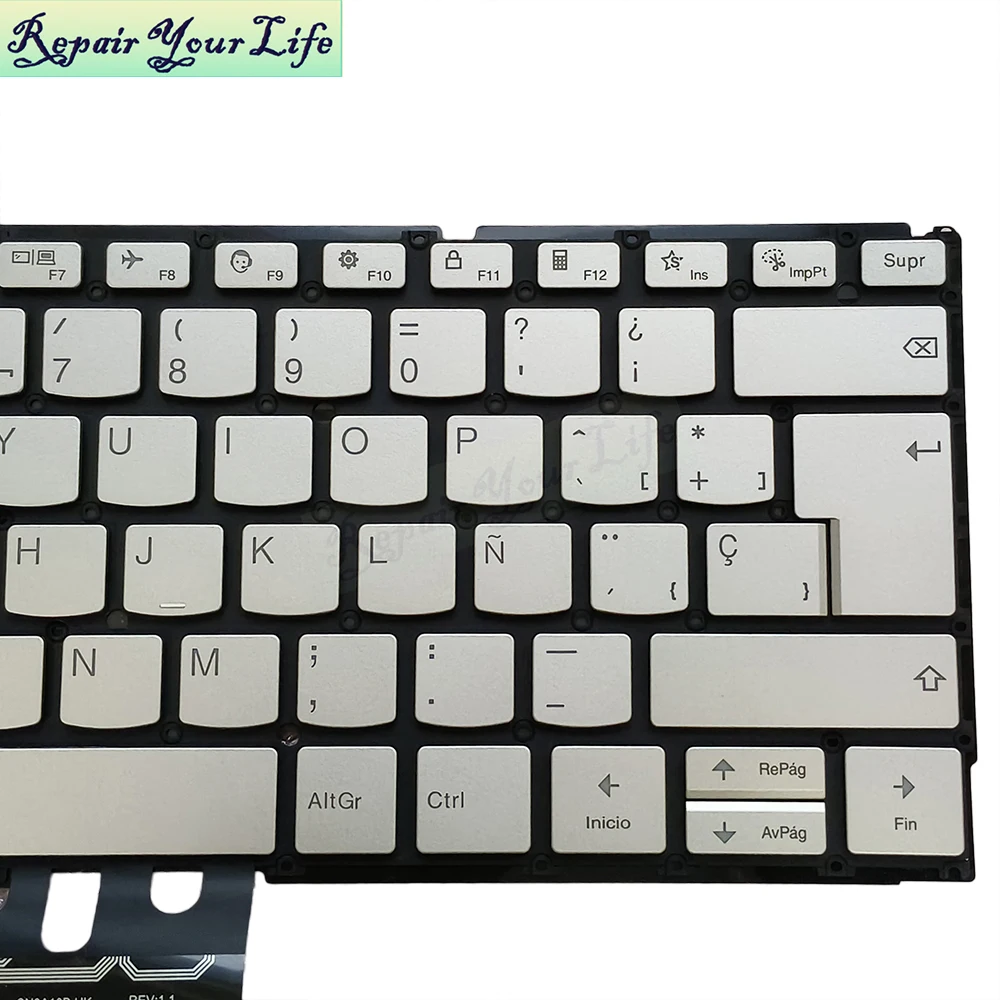 PT4UXB Spanish Keyboard  Backlit For Lenovo Yoga Slim 9 14IAP7 82T0 82T1 PT4UXB-SPA Spain Latin Keyboards Laptop Gold Keycaps