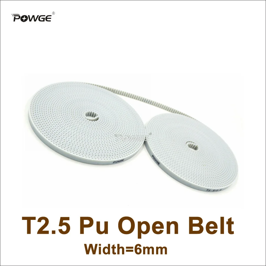 POWGE 10meters T2.5 PU Open-Ended Timing Belt T2.5-6 Width=6mm T2.5 6 Belt Fit T2.5 Timing Pulley For 3D Printer CNC RepRap