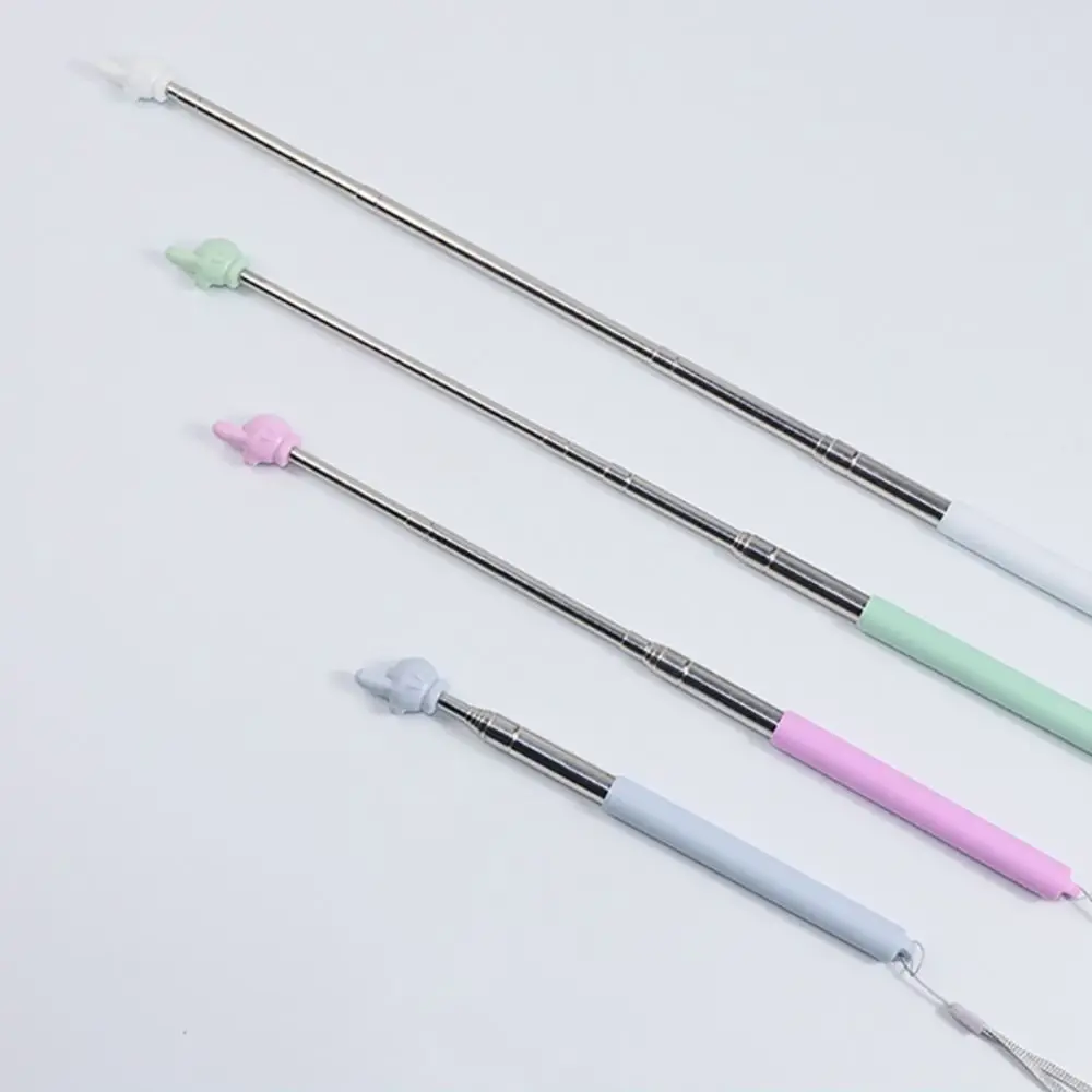 Stainless Steel Teaching Pointer Telescopic Rod with Hanging Rope Finger Reading Sticks Finger Design 88CM Teaching Stick