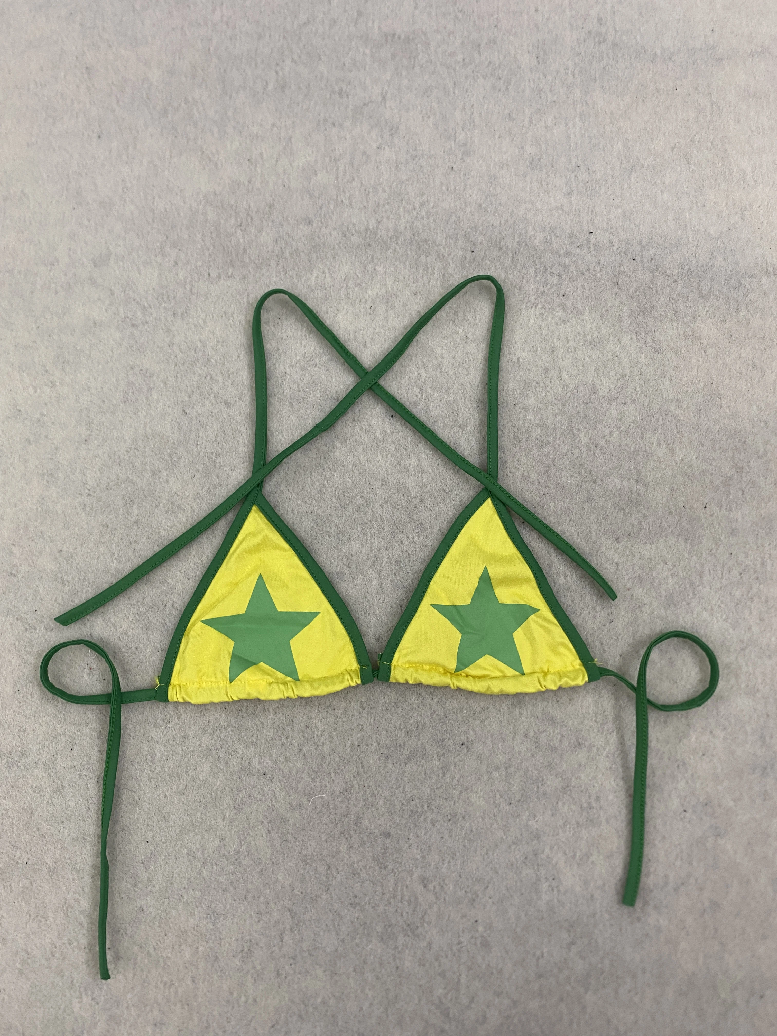 2026 New Yellow Green Contrasting Star Print Women's Summer Bikini Sexy Hot Girl Beach Explosion Street