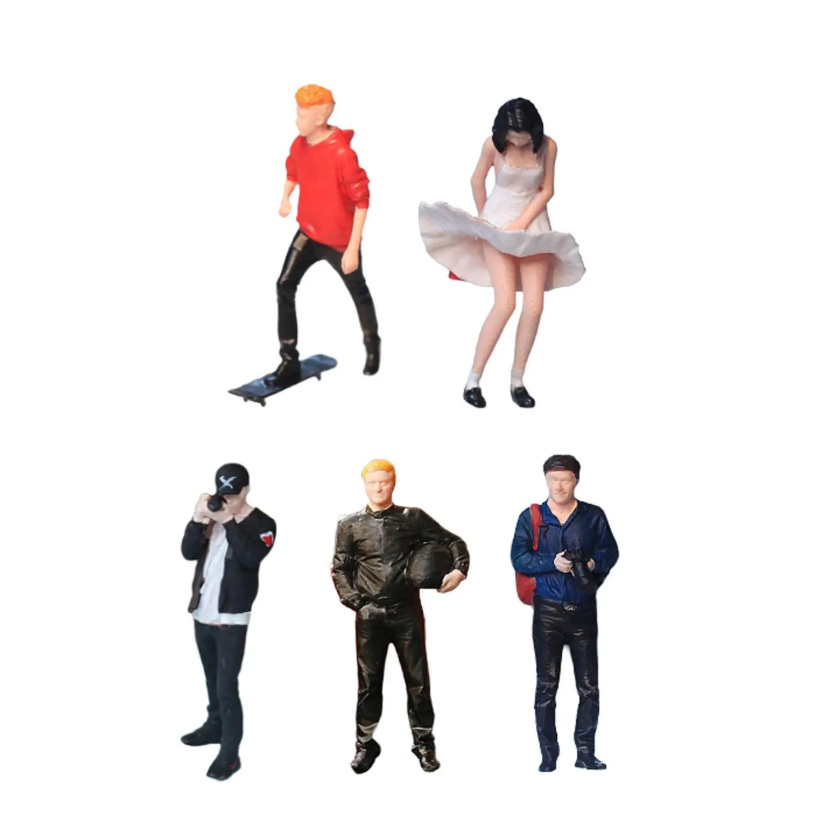 Figura elegante Diorama a escala 1/64, modelo de personas callejeras, juguete de paisaje de resina, diseño de estatuilla en miniatura pintada para regalo de cumpleaños