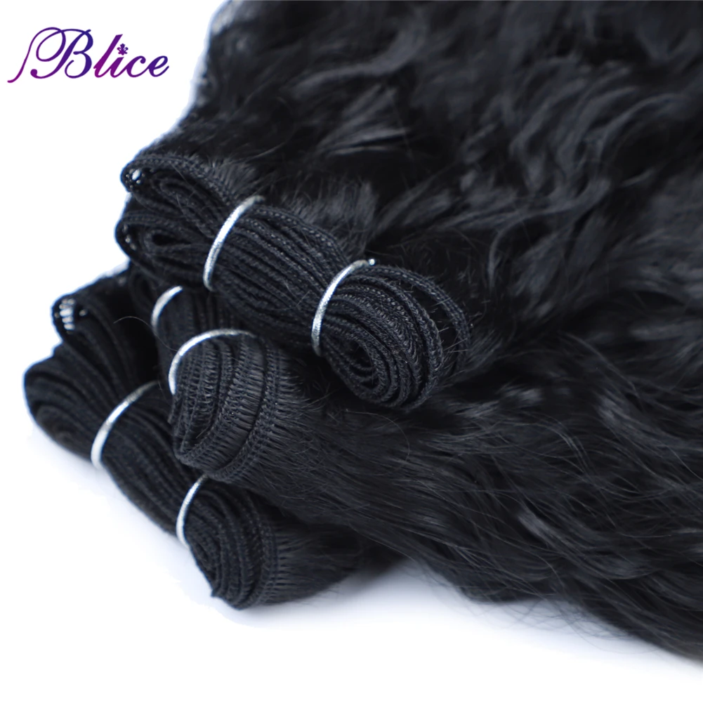 Blice Synthetic Hair Bundles Kinky Straight Curly Hair Pieces Double Weft Hair Weaving Three Pcs Deal For Women