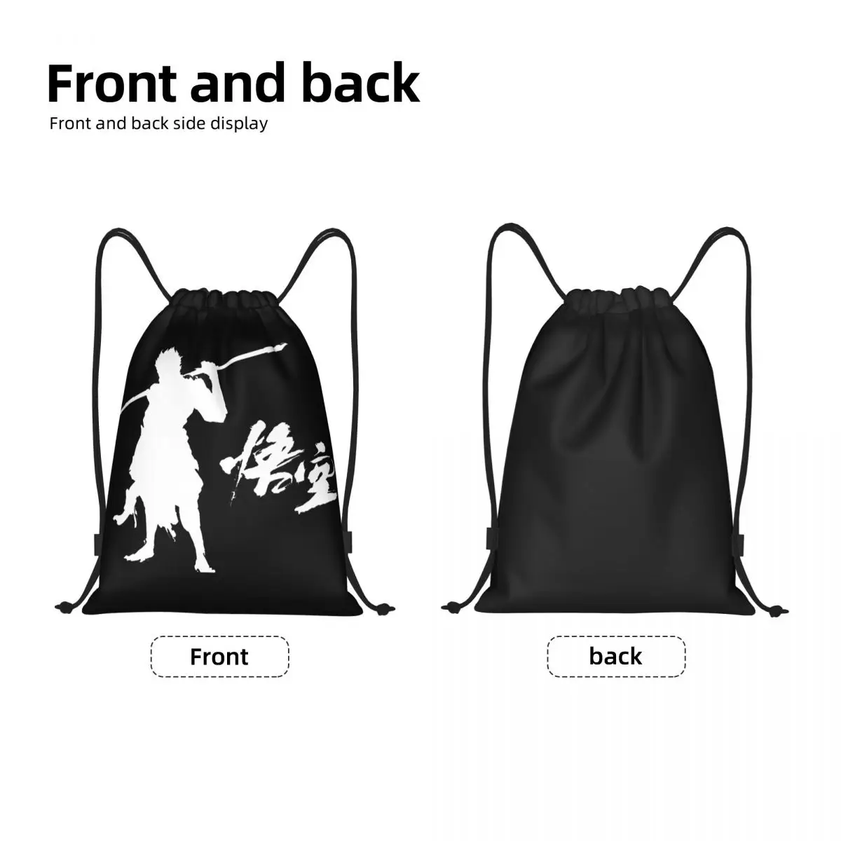 Custom Monkey King Wukong Myth And Folklore Drawstring Bag for Training Yoga Backpacks Video Game Lover Gaming Sports Sackpack