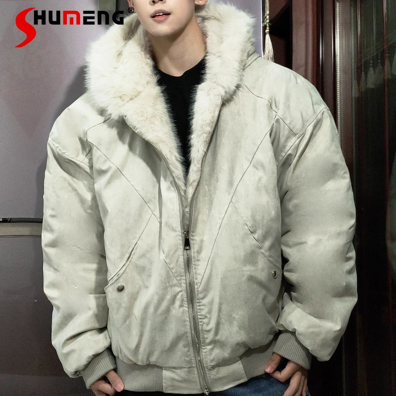 

Trendy American Style Thickened Hooded Parkas Coats Men 2025 Autumn Winter New Long Sleeve Jackets Stylish Handsome Warm Parkas