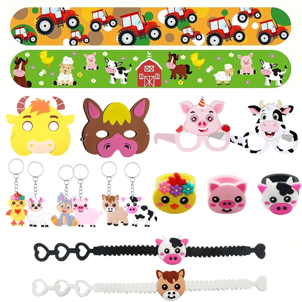 Zenon Farm Party Favor Treat  Supplies Farm Animals Birthday Gifts Cow Keychains Cute Animal Reward Treat Goodie Bag Fillers