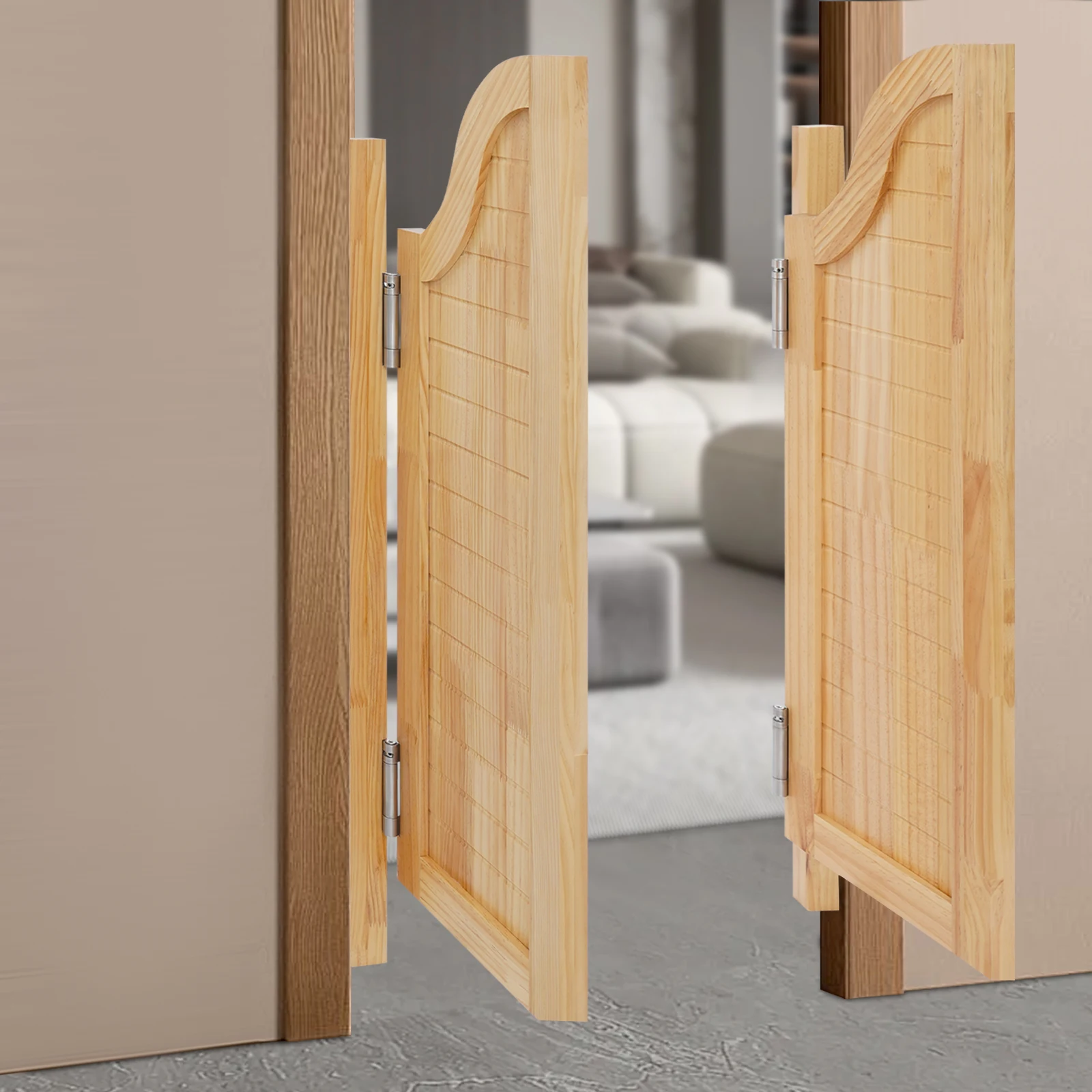 

Partition Door Swing Solid Wood Door Log Color Partition Door For Shop Entrance Partition Cafes Shopping 30*90cm