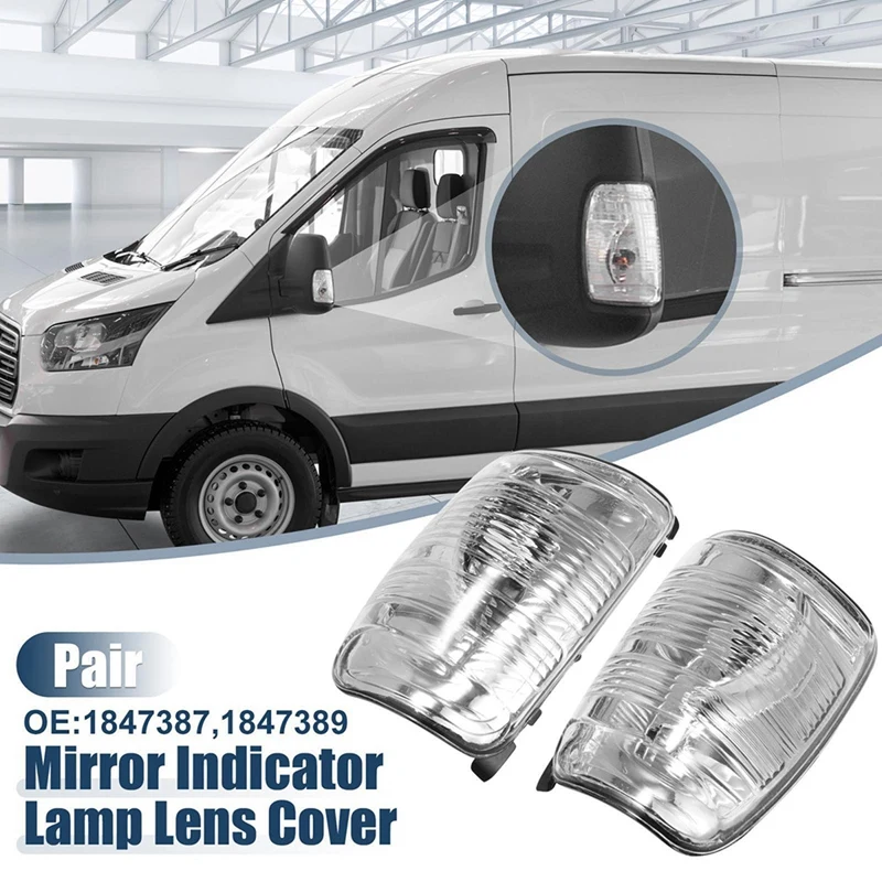 Side Mirror Turn Signal Light Lens Housing Indicator Cover For 2015-2021 Ford Transit 150 250 350 Cargo Van