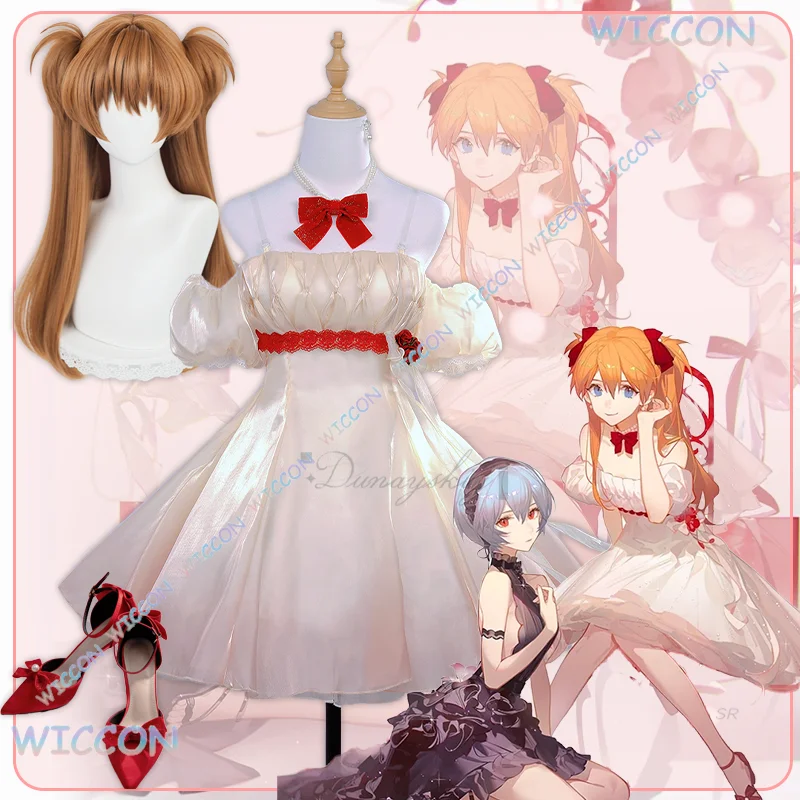 Sugoi/eva asuka langley soryu sussurro de flor cosplay traje conjunto completo vestido doce feminino vestido de princesa festa de halloween carniv