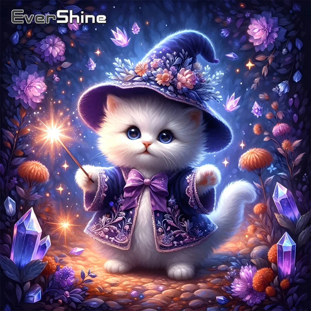 Evershine DIY Diamant Mosaik Katze Tier Acryl Handwerk Liefert Diamant Malerei Voll Platz Runde Neue Ankunft Handgemachtes Geschenk